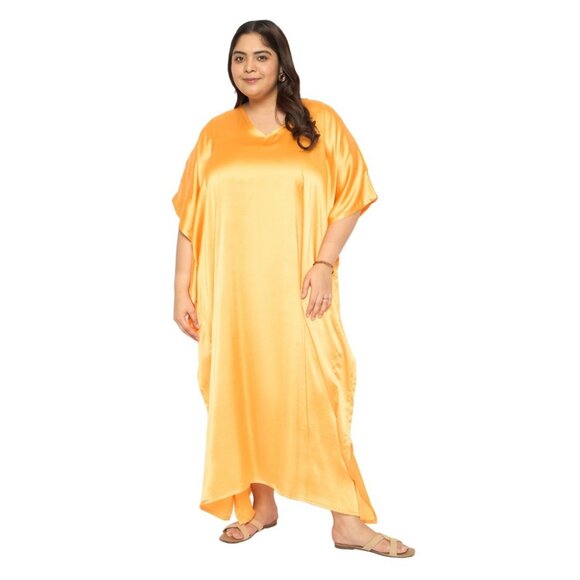 Gypsie Blu Women Plus Size Kaftan Dress Satin Maxi Kimono Dress for Evening Wear - Picture 3 of 9